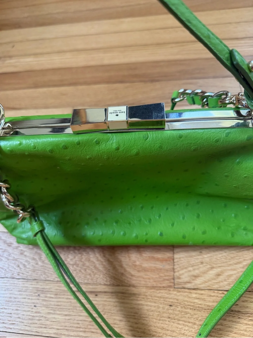 Kate Spade Victoria Falls Madeline Ostrich Crossbody Shoulder Bag, lime green